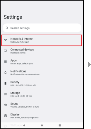 Settings menu