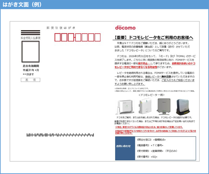 はがき文面（例）