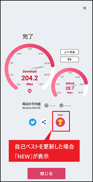 速度測定結果ランキング画面の画像