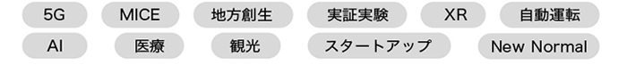 5G、MICE、地方創生、実証実験、XR、自動運転、AI、医療、観光、スタートアップ、New Normal