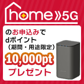 【ドコモショップ限定】home 5G お申込みdポイントプレゼント特典