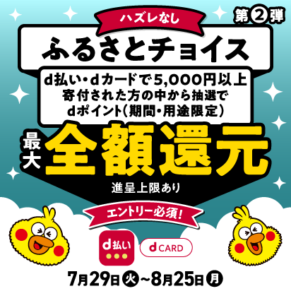 ふるさとチョイス抽選で最大全額還元第2弾