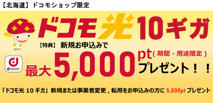 【ドコモショップ限定】ドコモ光 10ギガ お申込みdポイントプレゼント特典