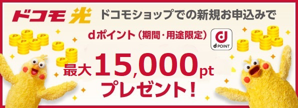 【ドコモショップ限定】ドコモ光 1ギガ お申込みdポイントプレゼント特典