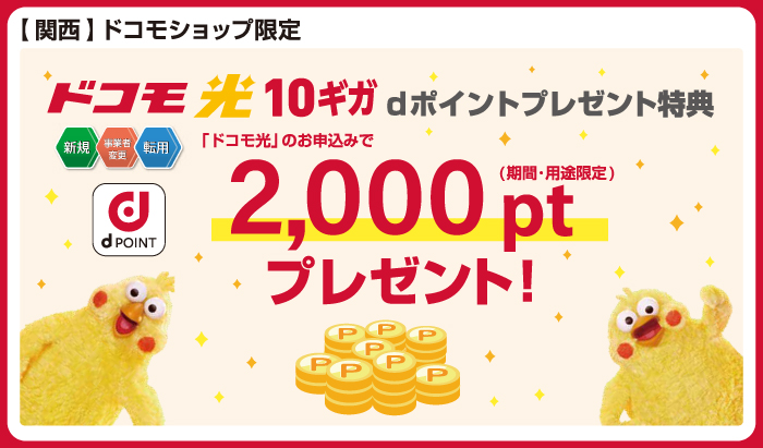 【ドコモショップ限定】ドコモ光10ギガ　dポイントプレゼント特典