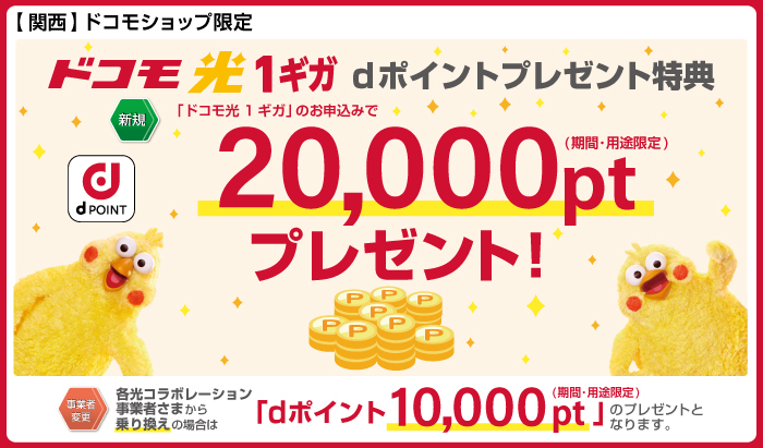 【ドコモショップ限定】ドコモ光1ギガ dポイントプレゼント特典