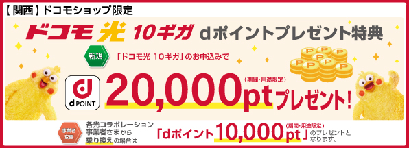 【ドコモショップ限定】ドコモ光10ギガ　dポイントプレゼント特典