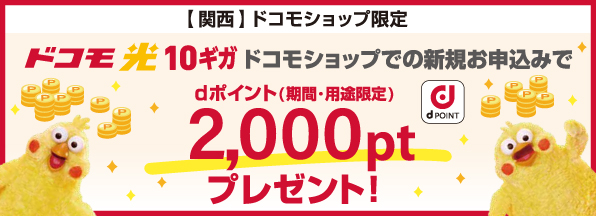 【ドコモショップ限定】ドコモ光10ギガ　dポイントプレゼント特典