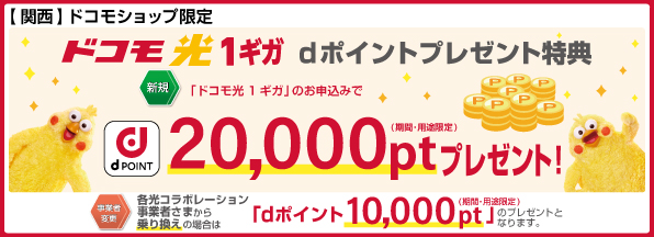 【ドコモショップ限定】ドコモ光1ギガ　dポイントプレゼント特典