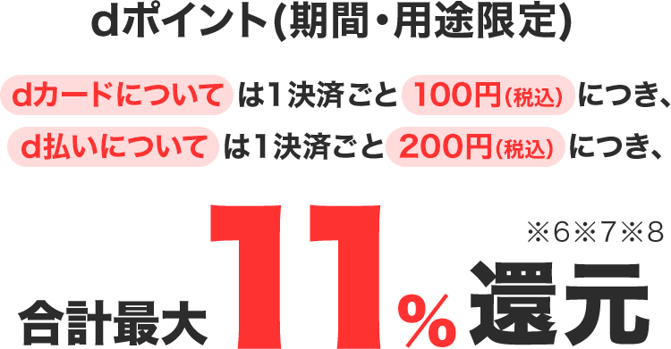 dポイント(期間・用途限定)合計最大11%還元