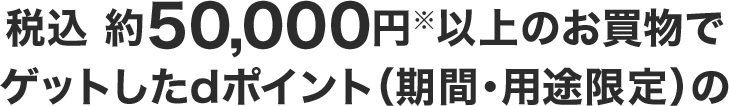 税込 約50,000円※以上のお買物でゲットしたdポイント（期間・用途限定）の