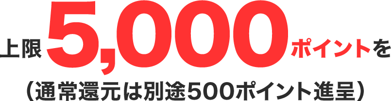 上限5,000ポイントを（通常還元は別途500ポイント進呈）