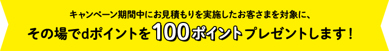 キャンペーン期間中にお見積もりを実施したお客さまを対象に、その場でdポイントを100ポイントプレゼントします！