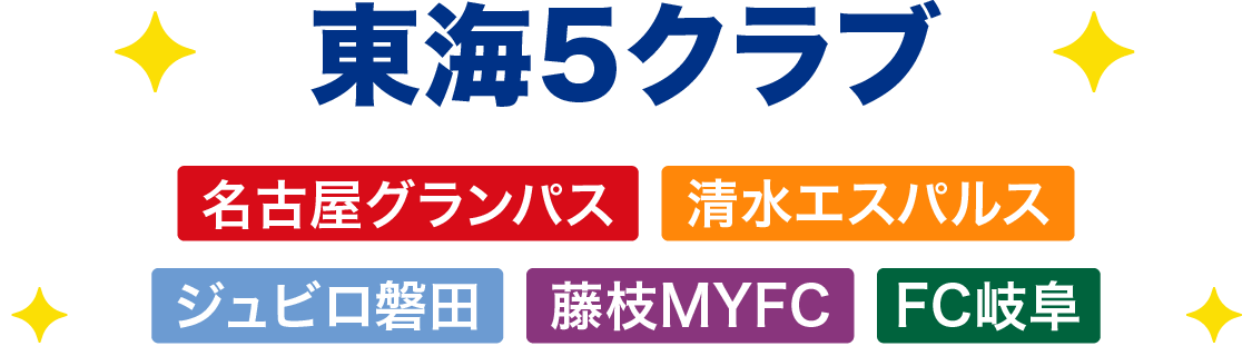 東海5クラブ 名古屋グランパス 清水エスパルス ジュビロ磐田 藤枝MYFC FC岐阜