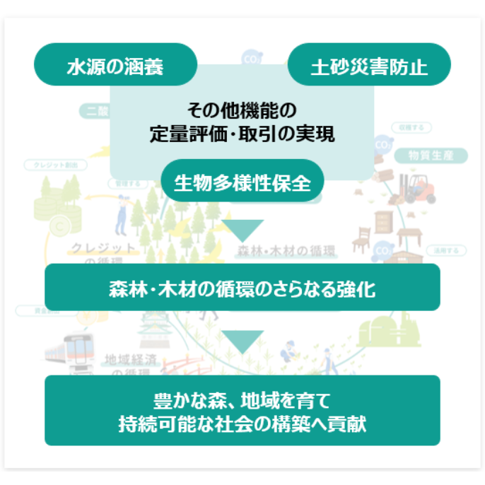 CO2吸収だけでなく、そのほかの機能も定量評価・取引きできるプラットフォームへの発展