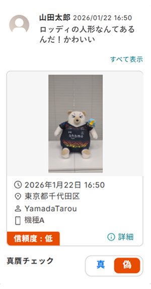 テスト段階のチェック画面