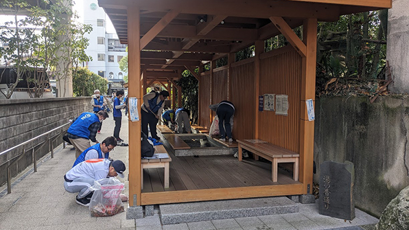 湯田温泉 清掃の様子