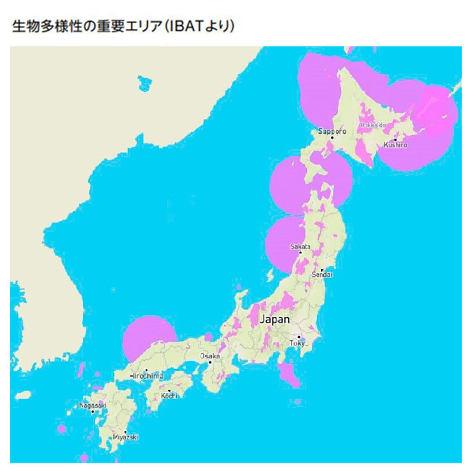 生物多様性の重要エリア(IBATより)