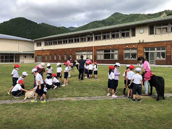 写真:馬とのふれあいプログラム