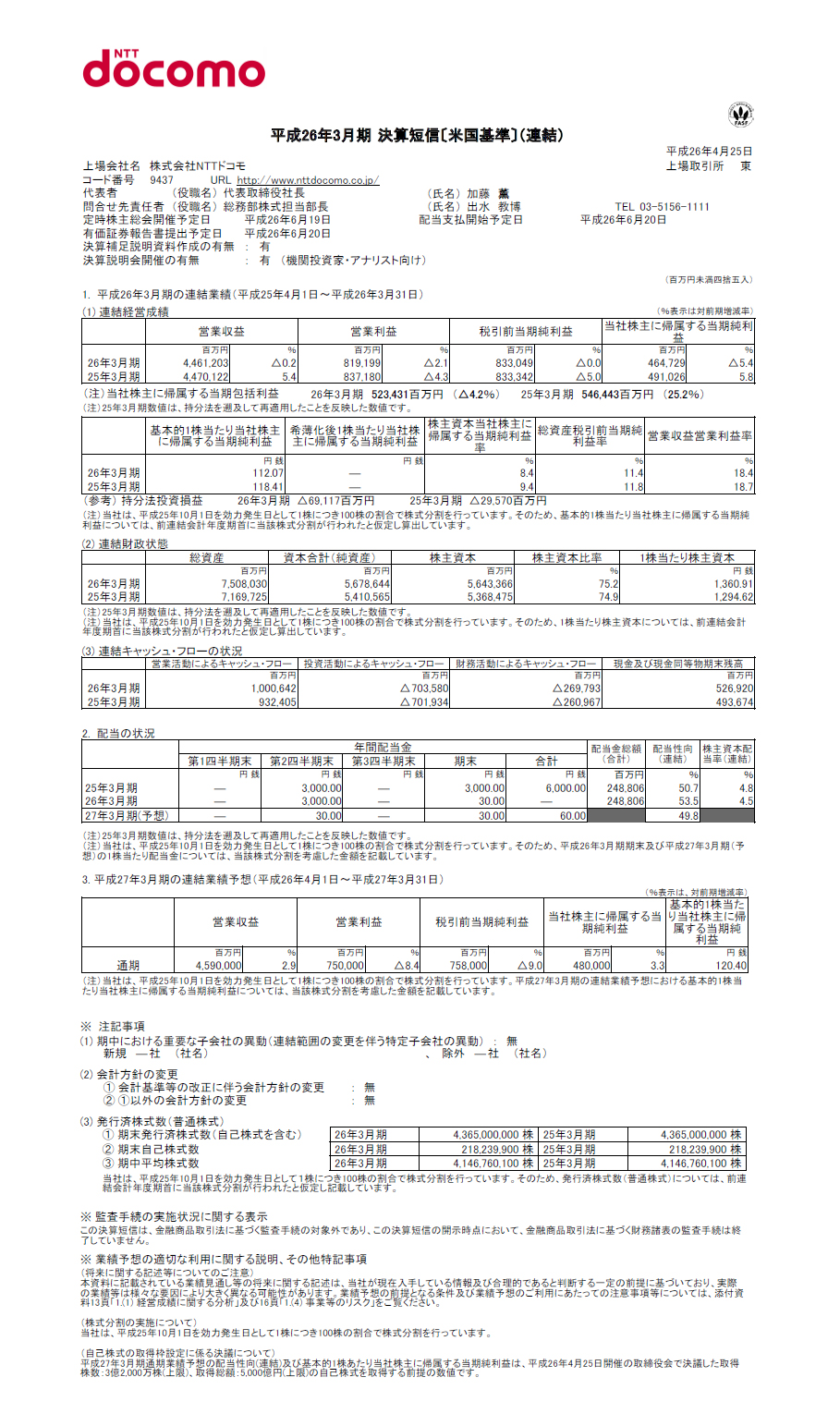 2014年3月期 決算短信