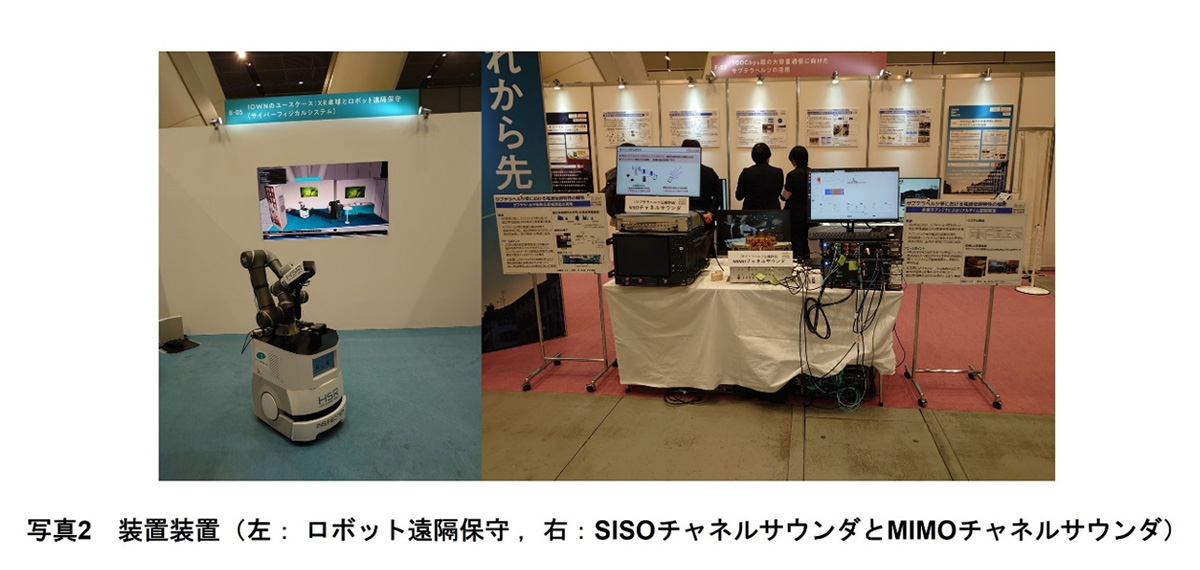 写真2　装置装置（左：ロボット遠隔保守 ，右：SISOチャネルサウンダとMIMOチャネルサウンダ）