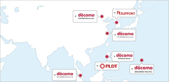 DOCOMO Offices in Asia Pacific areamap