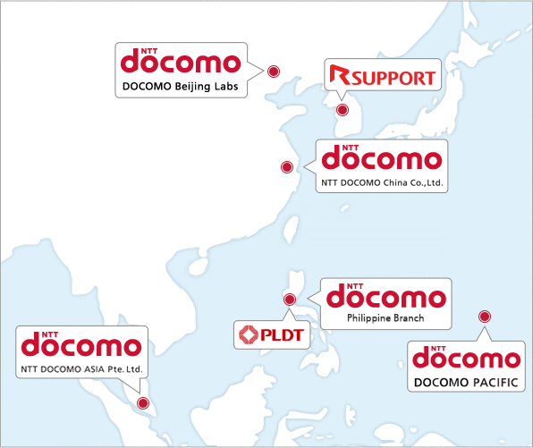 DOCOMO Offices in Asia Pacific areamap