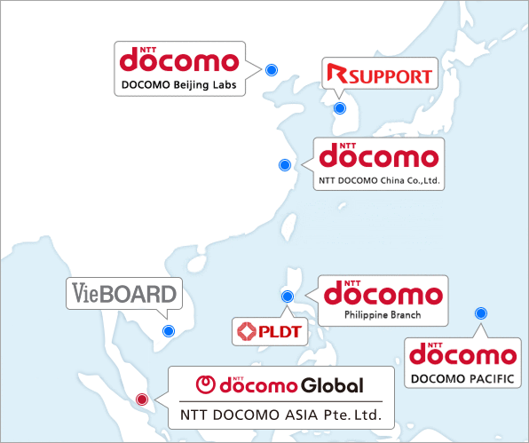 DOCOMO Offices in Asia Pacific areamap