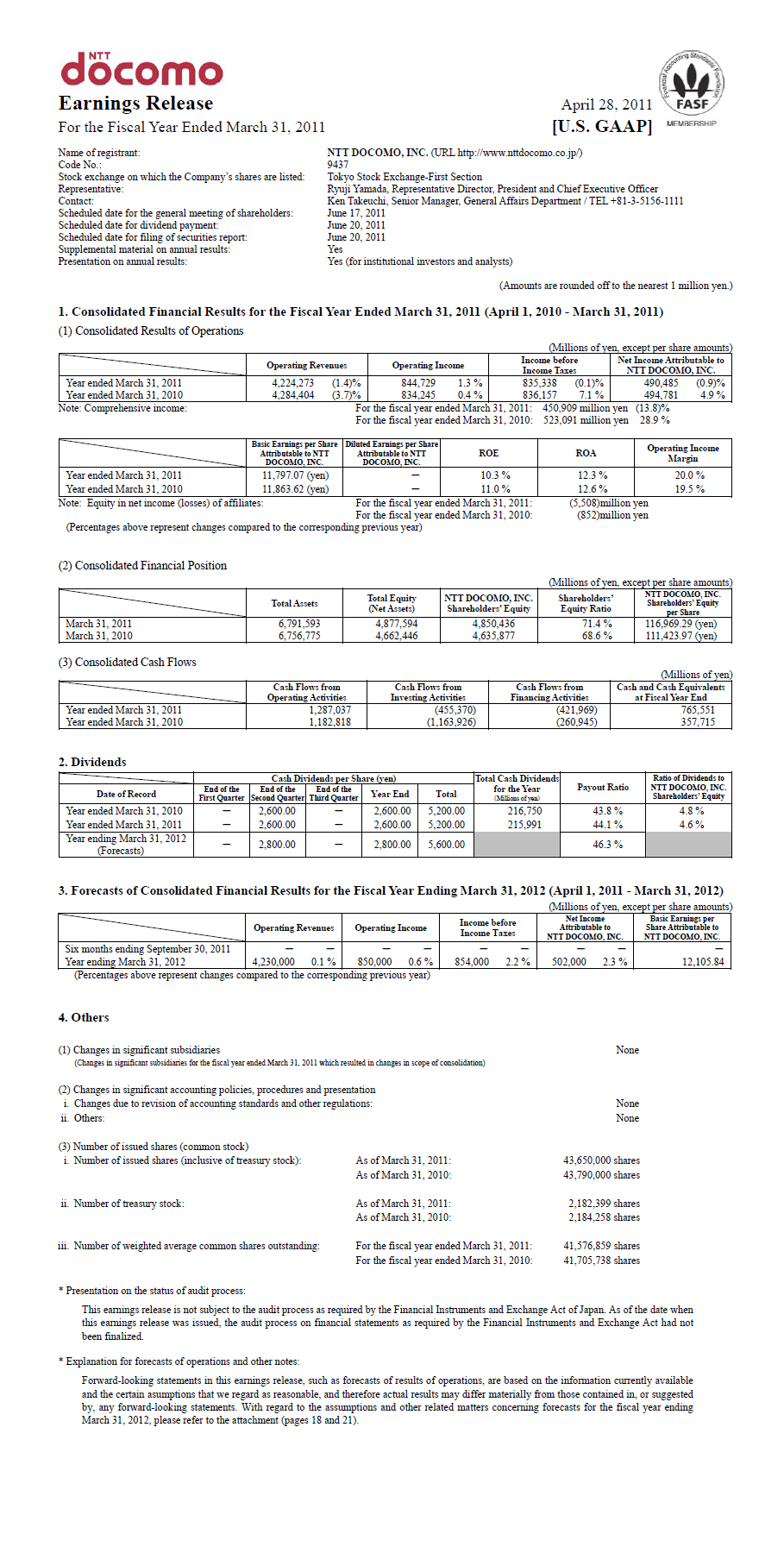 FY2010 Earnings Release