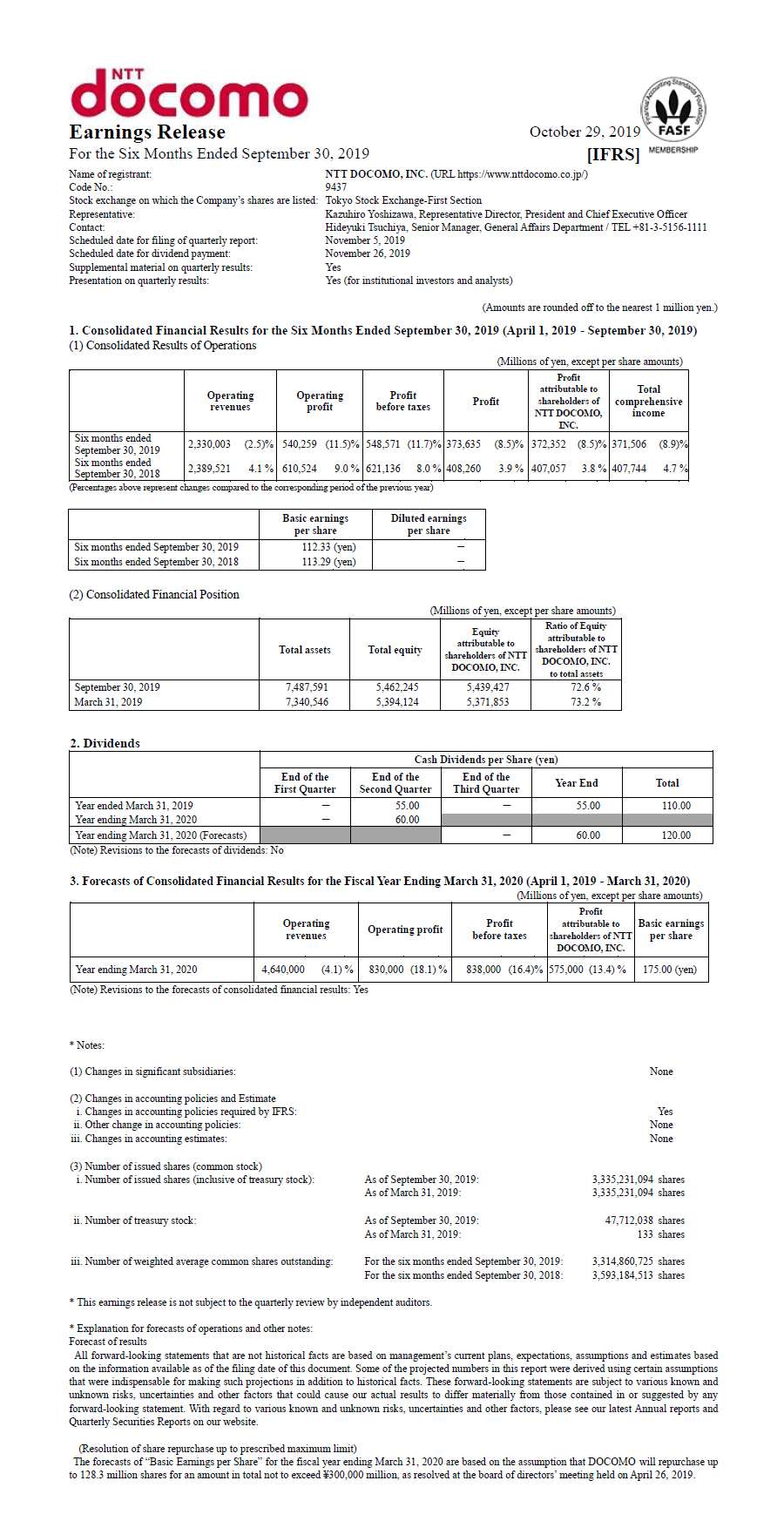 2Q FY2019 Earnings Release