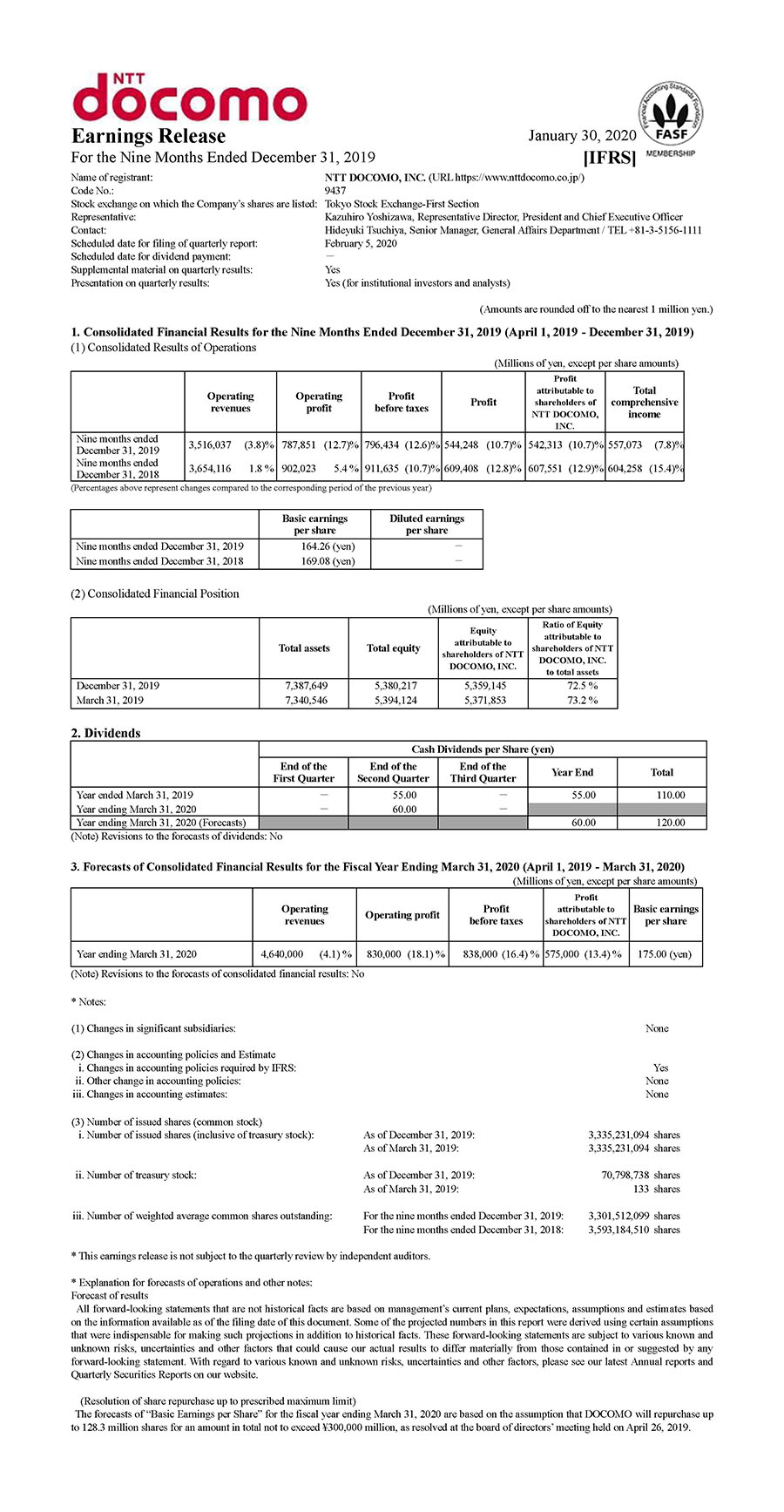 3Q FY2019 Earnings Release