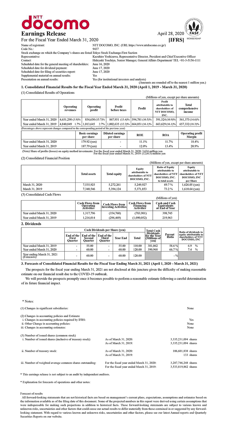 FY2019 Earnings Release