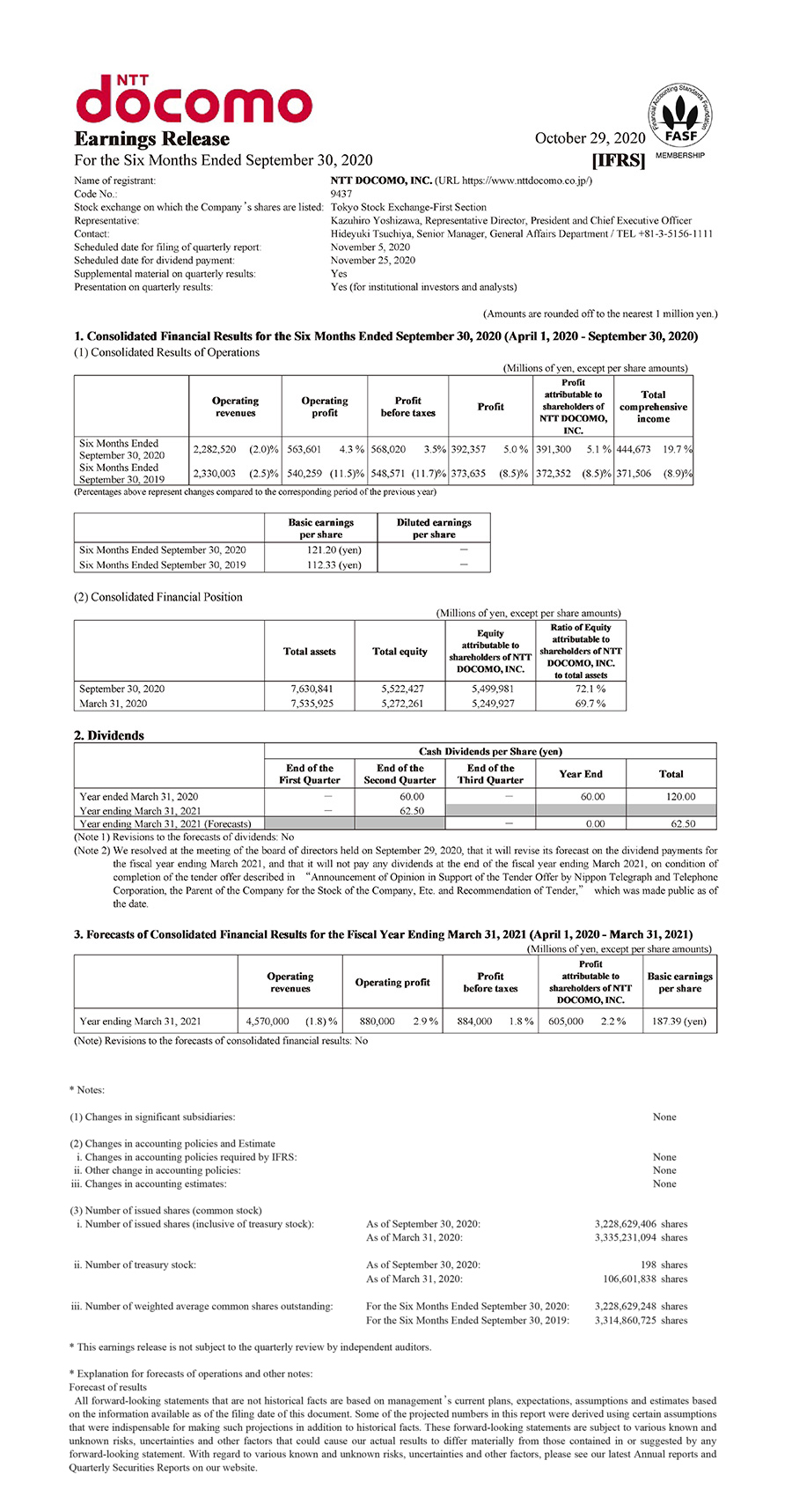 2Q FY2020 Earnings Release