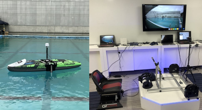 Photos: Remote kayak system utilizing 5G x BodySharing — Remotely operate robotic kayak while experiencing floating and paddling sensations —