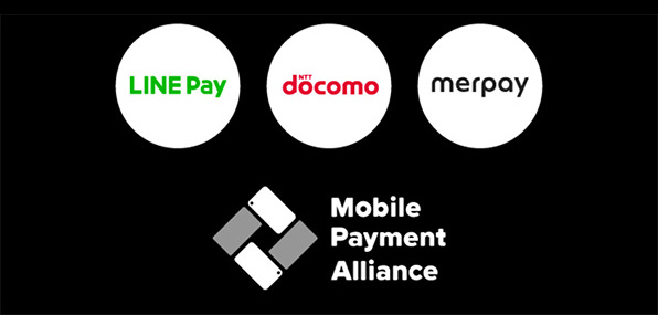 Line Pay, docomo, merpay and Mobile Payment Alliance logos