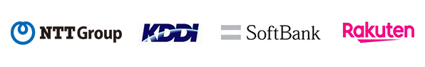 the NTT Group, KDDI Corporation, SoftBank Corp. and Rakuten Mobile LOGO