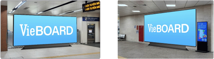 Vie BOARD's digital signage in Ho Chi Minh City Metro Line1 stations (Size: Up to 6,000mm (W) x 2,000mm (H))