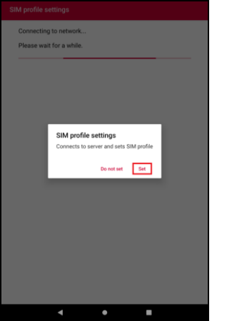 Connects to server and sets SIM profile