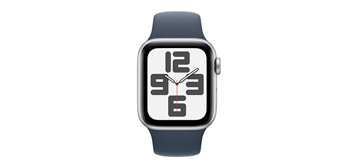 Apple Watch SE（第2世代） 40mm シルバーアルミニウムケースとストームブルースポーツバンド
