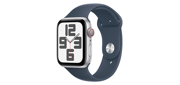 Apple Watch SE(第2世代) 44mm シルバーアルミニウムケースとストームブルースポーツバンド