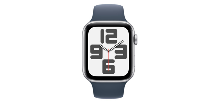 Apple Watch SE（第2世代） 44mm シルバーアルミニウムケースとストームブルースポーツバンド