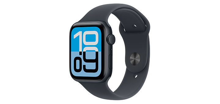 Apple Watch SE 3 44mm ミッドナイトアルミニウムケースとミッドナイトスポーツバンド - S/M