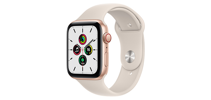 Apple Watch SE 44mm ゴールドアルミニウムケースとスターライトスポーツバンド