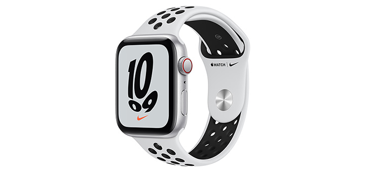 Apple Watch Nike SE 44mm シルバーアルミニウムケースとピュアプラチナム/ブラックNikeスポーツバンド