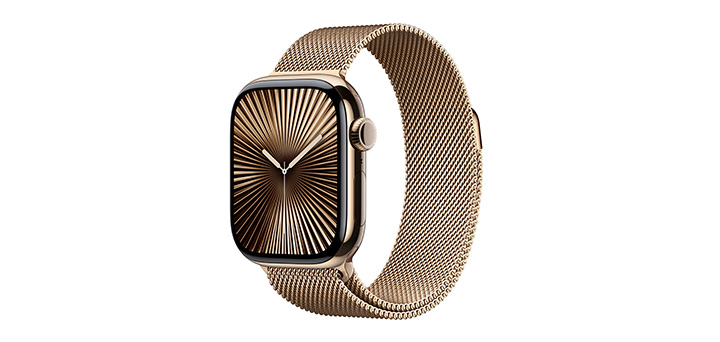 Apple Watch series 10 42mm ゴールドチタニウムケースとゴールドミラネーゼループ