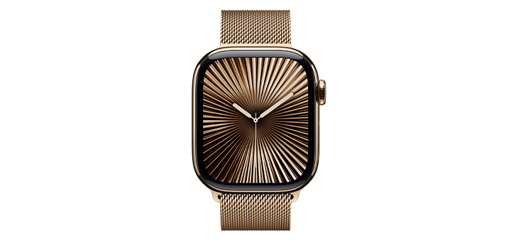 Apple Watch series 10 42mm ゴールドチタニウムケースとゴールドミラネーゼループ