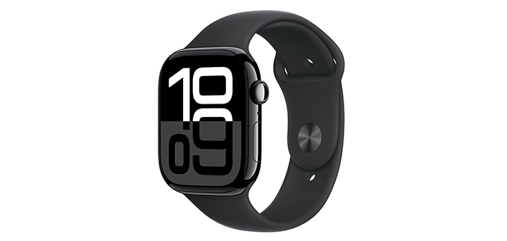 Apple Watch series 10 46mm ジェットブラックアルミニウムケースとブラックスポーツバンド
