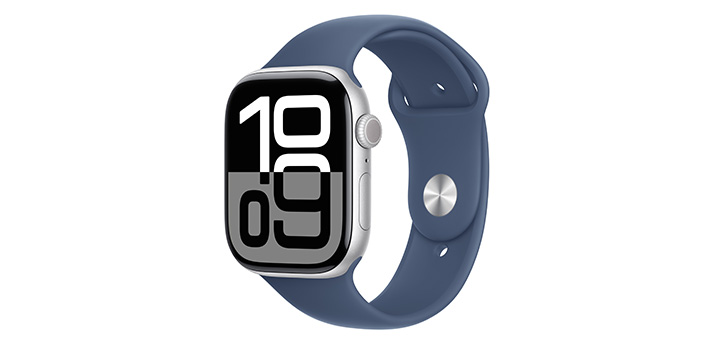Apple Watch series 10 46mm シルバーアルミニウムケースとデニムスポーツバンド