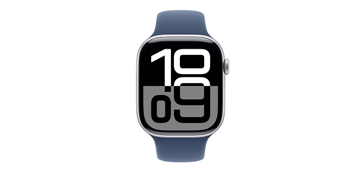 Apple Watch series 10 46mm シルバーアルミニウムケースとデニムスポーツバンド