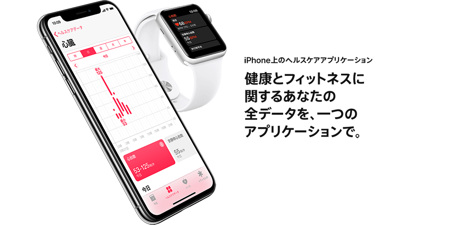 iPhone上のヘルスケアアプリケーション 健康とフィットネスに関するあなたの全データを、一つのアプリケーションで。